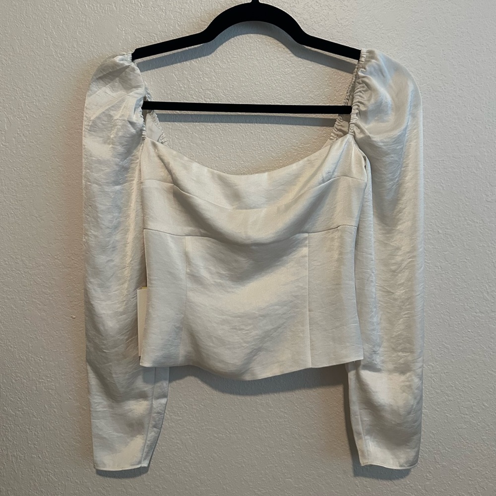Aritzia Wilfred Fate Blouse NWT Cream Satin